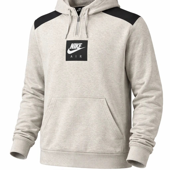 Nike Other - Nike Men's Light Heather Gray/Black Air Half-Zip Logo Heavyweight Hoodie Sz L